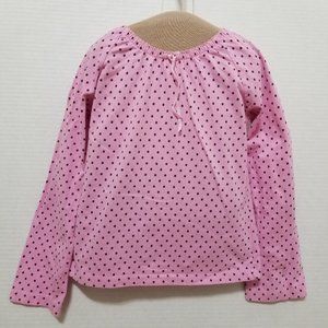 Mini Boden top 9-10Y polka dot long sleeve ribbon tie neckline 100% cotton